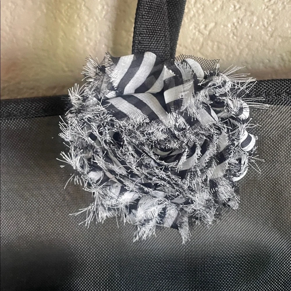 Lancôme Paris Black Mesh Tote with Attached Flower